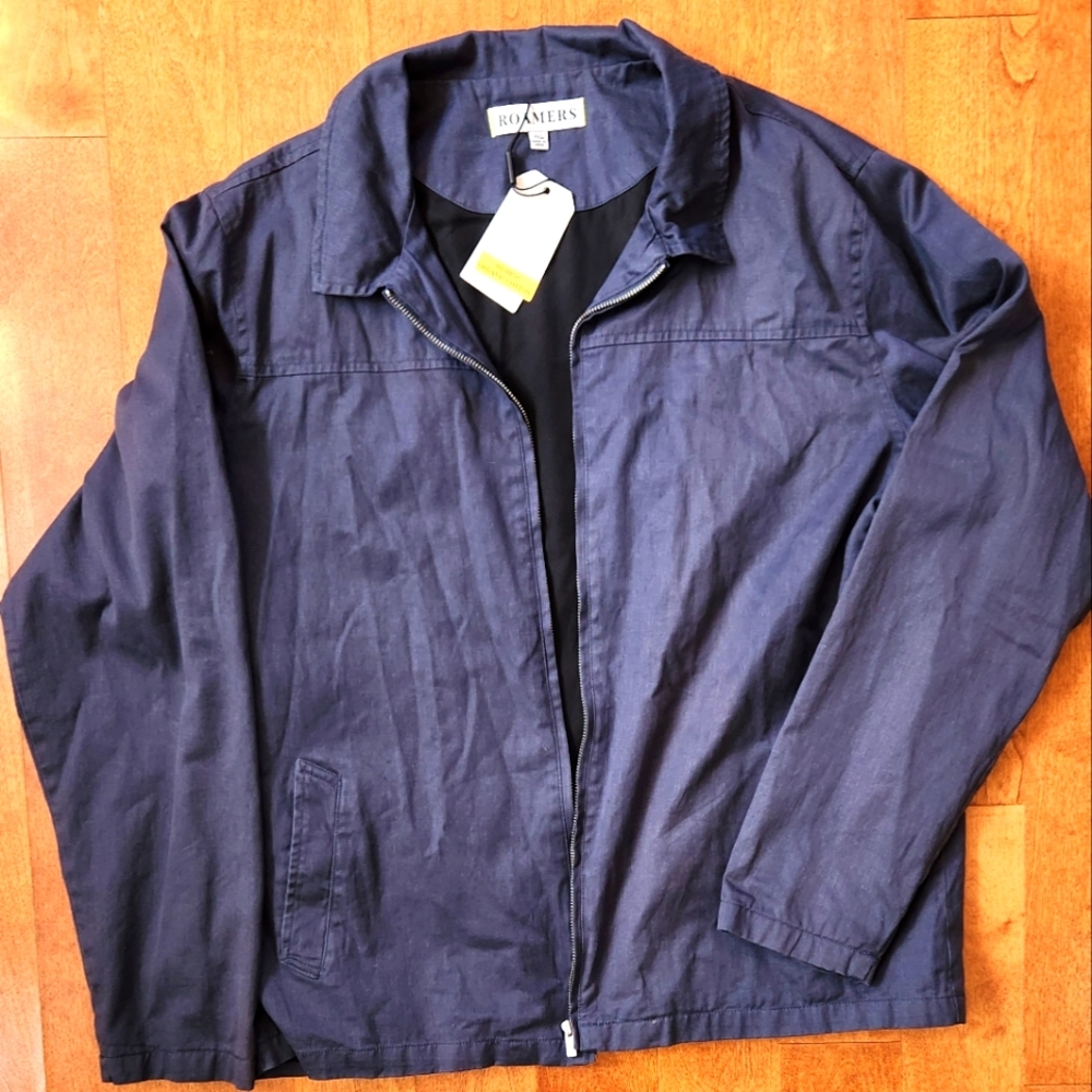 Roamers & Seekers Mcway Blue Bomber jacket NWT hemp and cotton